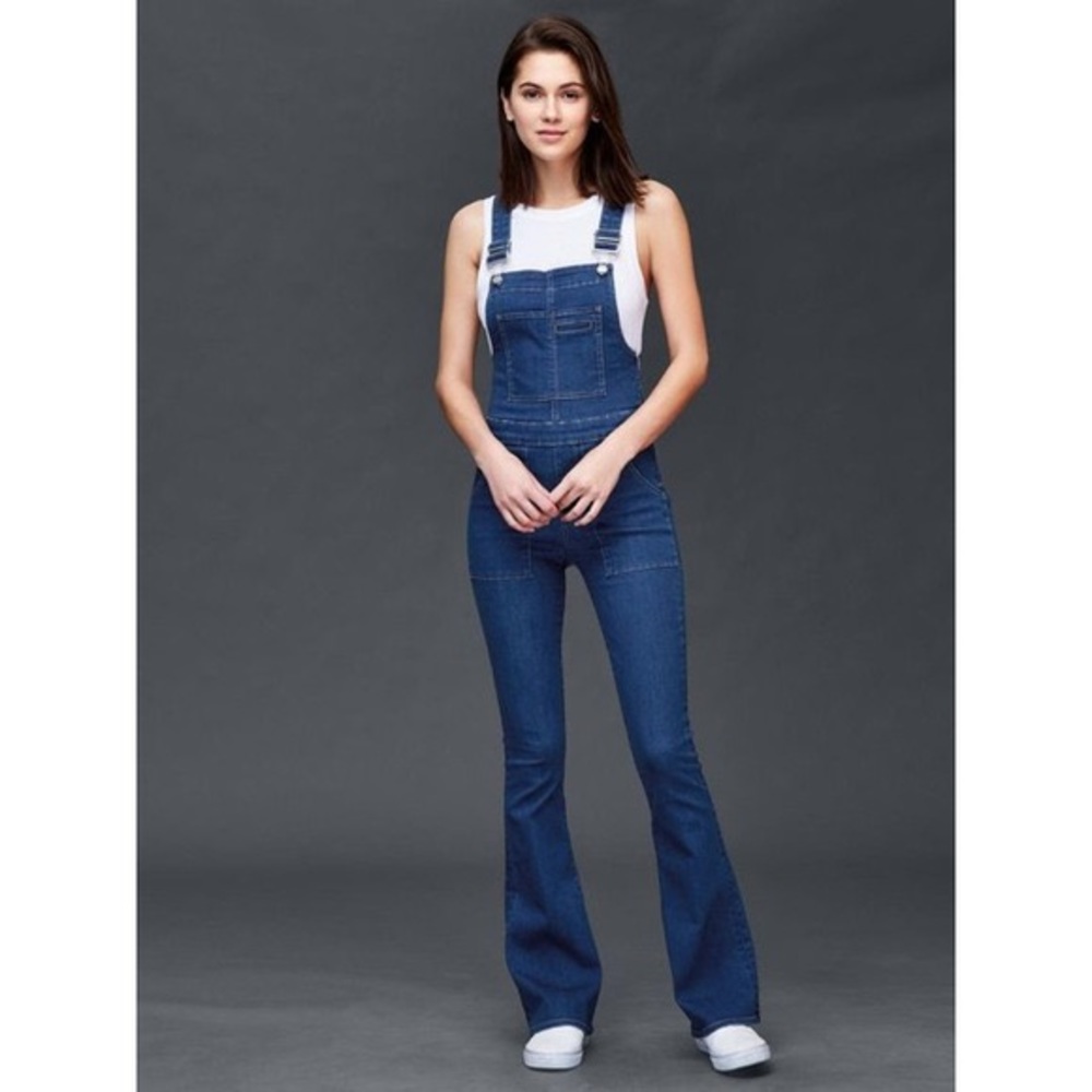 Flared Denim Overalls